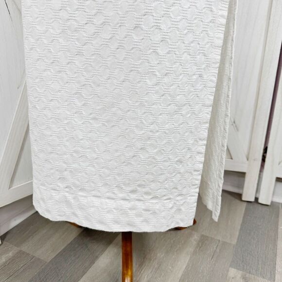Free People Textured Cotton Side Slit Maxi Skirt White Large Pockets Drawstring - Picture 6 of 13